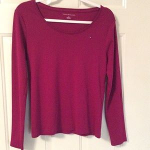 TOMMY HILFIGER MAROON LONG SLEEVE TOP SZ S/P